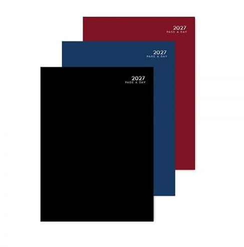 KAV Klassischer A4-Tageplaner 2024–2025 – halbe Seite schwächt – Silberfolieneinband, Hardcover mit Lesebändchen – Arbeits- und Urlaubsplaner – Tagesplaner