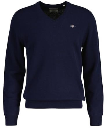 GANT Herren Extrafine Lambswool V-Neck Pullover, Marine, XL
