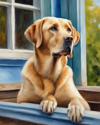 ZMHZMY Peinture Au Numéro Chien Labrador Retriever - Peinture sur toile bricolage par Numéros Peinture à l'huile acrylique pour adultes,40x50cm