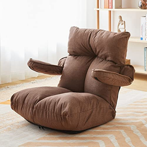 ALEjon Gepolsterter Bodenkissen-Couch, Verstellbarer Sessel, fauler Schlafsofa-Stuhl zum Spielen, Entspannen, Chaiselongue-Stuhl für Schlafzimmer, Wohnzimmer-Liegestuhl (Farbe: Kaffee)