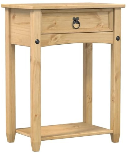 vidaXL Konsolentisch, Flurtisch mit Schublade Ablage Metallgriff, Beistelltisch für Wohnzimmer Flur, Sofatisch Sideboard, Massivholz Kiefer