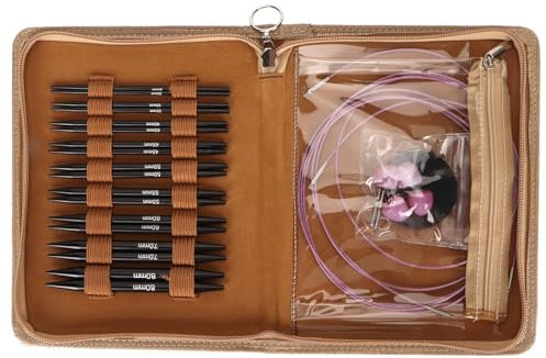 Austauschbares Rundstricknadel-Set mit Tasche, 18 Aluminium-Rundstricknadeln für Handgemachtes Heimwerken, Ergonomisches Rundstricknadel-Set mit Strickzubehör (3 Mm–6 mm)