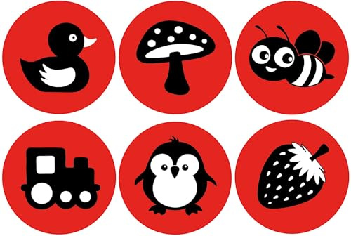 Moky Babysticker für den Kinderwagen, Kindersitz - Kontrast Aufkleber zur Unterhaltung ihres Babys für unterwegs & zu Hause (Kontrast)
