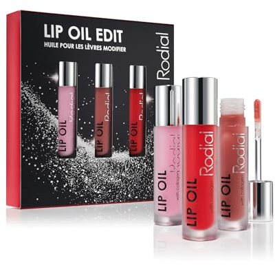 Rodial Plumping Collagen Lip Oil 4 ml - Vegan Collagen-Infused lip oil with Macadamia and Jojoba Oil, Deep Hydration for Fuller-Looking Pout, Ultra-Nourishing Formula (Trio)