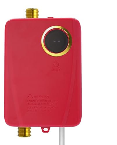 3500W Mini Elektrischer Warmwasserbereiter Warmwasser Durchlauferhitzer küche dusche Untertisch Niederdruck steckerfertig untertischgerät warmwasserboiler Bad Touchscreen (Rot)