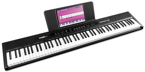 MAX RhapsodyDP88 Full-Size 88 Key Digital Piano – Weighted Electric Piano Keyboard with Touch Sensitivity, Stereo Speakers, USB MIDI, 10 Timbres, 25 GM Voices, Sustain Pedal, and Music Holder