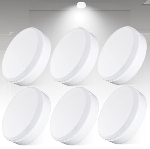 GOMETY 6 Pack GX53 LED Leuchtmittel, 3000K 7W GX53 Ersetzt 70W Halogenlampen, 700LM Einbaustrahler für Schranklicht, Energiesparende GX53 Glühbirne Kein Flackern für Leselampe Kronleuchter (Weiß)