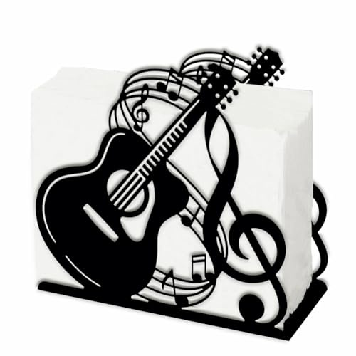 SUPERDANT Serviettenhalter Mit Gitarre Und Notenblättern Für Tische Gitarrenform Schwarzer Serviettenständer Aus Eisen Serviettenspender Mit Musikdesign Napkin Holder Praktische Dekor Für Küche