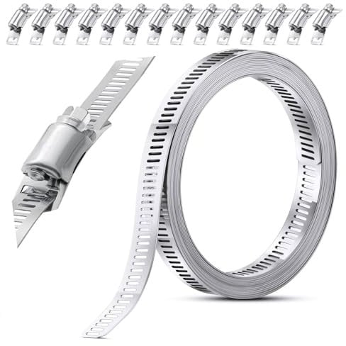Tkxjry Fascette Metalliche Stringitubo, Cinghia Metallica Forata, Fascette Stringitubo Acciaio Inox, Fascette Stringitubo Regolabile, per Tubi di Gas Domestici, Tubi Dell'acqua, Tubi Automobilistici
