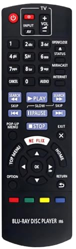N2QAYB001031 Replacement Remote for Panasonic Blu-Ray Player DMP-BDT171 DMP-BDT170 DMP-BDT166 DMP-BDT165 DMP-BD833 DMP-BD83 DMP-BD84 DMP-BDT280 DMP-BDT181 DMP-BDT168 DMP-BDT180 DMP-BDT167 DMP-BDT281