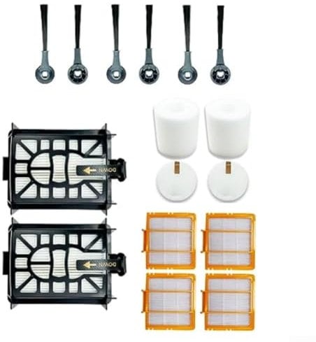 Daaxing Seitenbürstenfilter passend für Shark AI RV2600WSEU RV2500SEU 2-in-1 Roboter-Staubsauger-Ersatzteile, 2 Hepa-Filter, 2 Schaumstofffilter, 2 Filzfilter, 4 Filter, 6 Seitenbürsten, 16 Stück