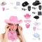 Cowboy Hut Pink Cowgirl Kostüm Damen Cowboy Hut Frauen Pinker Cowboyhut Mit Cowboy Halstuch Herz Brille 3 Stück Faschingskostüme Cow Girl Outfit Karneval Accessoires Für Party Cosplay
