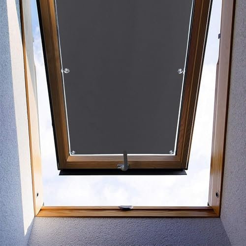 Moboo Dachfenster Rollo Thermo Sonnenschutz Verdunkelungsrollo für Dachfenster UV Schutz mit Saugnäpfe ohne Bohren ohne kleben (Grau,76x56cm)