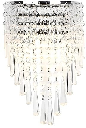 HJXDtech Hochwertige Kristall Vorhang Wandleuchte, Klassische Wandlampe in Silber-Finish für das Wohnzimmer am Bett, Innenleuchte Beleuchtung Dekoration (18x28cm, Silber)