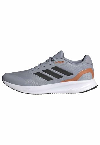 adidas Homme Runfalcon 5 Running Shoes, Halo Silver/Core Black/Dusky Orange, 44 EU