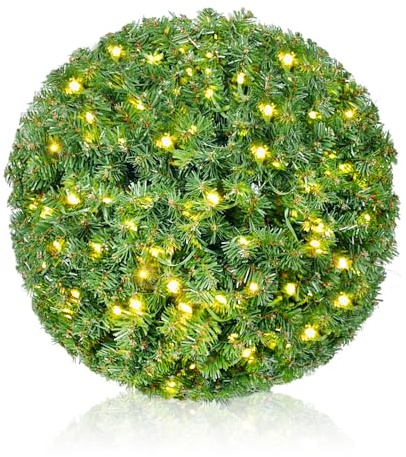 SALCAR DIY Weihnachtskugel 40 cm, Grüne PVC Kugel zum Hängen mit Warm LED Lichterkette, mit EU Niederspannungsstecker und Timer Funktion