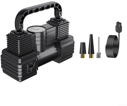 Compressore d'aria portatile con tecnologia di gonfiaggio rapido, ideale per assistenza stradale (nero)