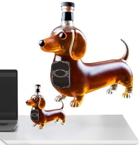 Whiskey Decanter Funny Dachshund-Shaped Whiskey Bottle Red Wine Decanter Decorative Whiskeys Glass for Whiskeys Lovers, Dog Lovers 17 X 16.5 X 7 Cm