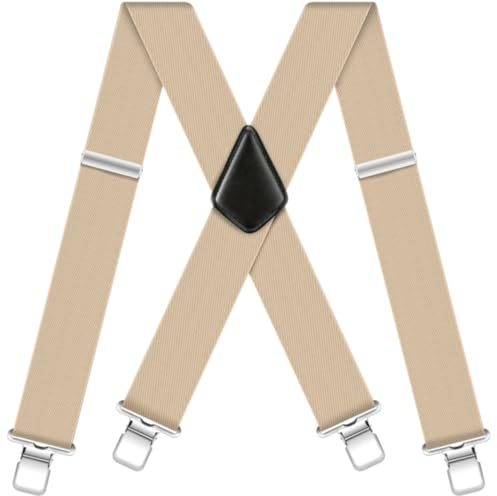 Hosenträger Herren Breit 5cm mit Extra Stark 4 Metall Clips für Arbeitshose | Elastisch Hosenträger Herren Extra Stark Verstellbar Suspenders Anti-rutsch für Outdoor Jeans Motorradhose Skihose X-form