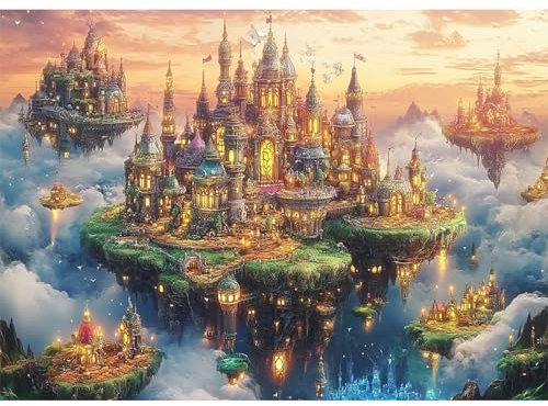 Yunlus Puzzles für Erwachsene 1000 Teile Unmöglich schwer schwierig herausfordernde Puzzles für Erwachsene 1000pc Puzzle Stadt der himmlischen Königreiche Jigsaw Puzzle 1000 Teile 70 x 50 cm