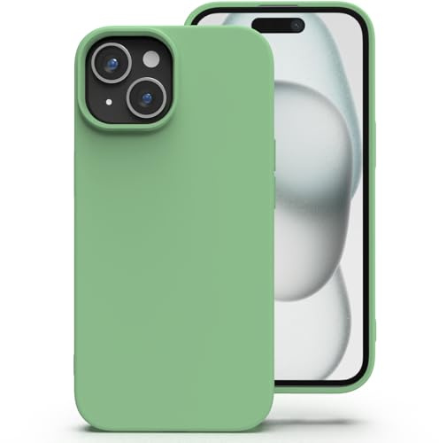 Zuvirelx Silikon Hülle für iPhone 15 - Minzgrün | Dünne, Rutschfest, Weiches Griff, Minimalistisch, Taschenpassend, Stoßfest Handyhülle