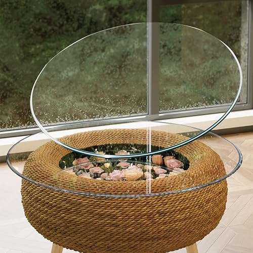 60 70 80 90cm Runde Tisch Glasplatte Ersatzteil, Transparent Glasplatte Für Esstisch, Couchtisch Ersatz Tischplatte Aus Gehärtetem Glas(70cm(28in))