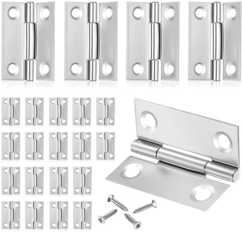 ANBEEISS 30 Piezas Bisagras Acero Inoxidable, 38x30x0,8 mm | con Tornillos, 1,5 Pulgadas, para Puertas de Muebles, Armarios y Madera