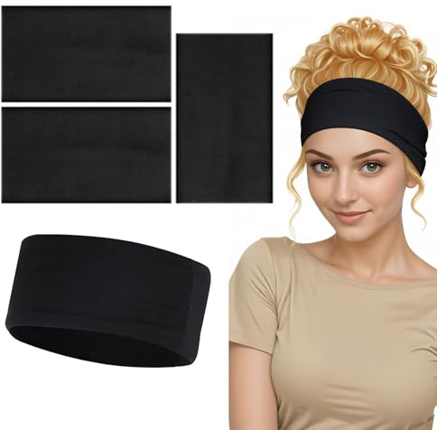 4 Stück Haarband Damen 15cm Breites Stirnband Fitness Haarbänder Rutschfestes Workout Stirnbänder Frauen Stoff Weiches Elastisches Sport Headband Für Laufen Yoga Übung