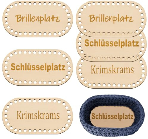 Leikedun 6 Stück Holzboden für Häkelkorb, 10 x 20cm Korbboden zum Häkeln Set, Taschenboden zum Häkeln Oval Holzboden für Korb DIY Webbedarf Basteln (Ohne Kabel oder Werkzeug)