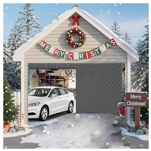 Generisch Garage Magnetische Thermische Isolierte tür Vorhang 2.4x2.1m 2.7x2.4m 3.4x3.0m 4.6x2.1m Thermovorhang Kälteschutz Staubschutztür Lärmschutzvorhang Wärmeschutzvorhang(Grau,3.4x3.0M/11x10FT)