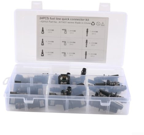 24 Pcs Kraftstoffleitung Verbinder Schlauchkupplung, mit 5/16, 3/8, SAE 10 Steckverbindern für Benzin- und Dieselschläuche