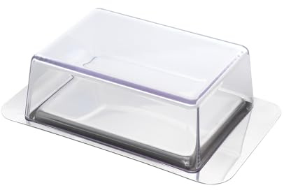 Metaltex Butterdose Edelstahl mit transparentem Deckel – passend für Kühlschranktür, Inox/Transparent