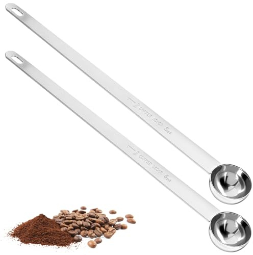 2 Stück Kaffeelöffel Portionierer Kaffee Löffel, Kaffeelot mit Langem Griff