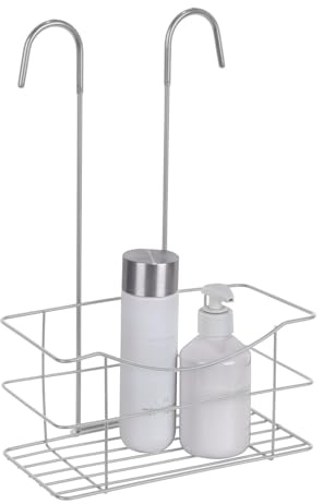 Allstar Duschkorb Mod. Melun, Duschablage ohne Bohren zum Einhängen an Duscharmatur, tiefer Ablagekorb für Duschzubehör, Badezimmer Organizer, Dusch-Caddy aus Edelstahl mit Schutzkappen, Silber