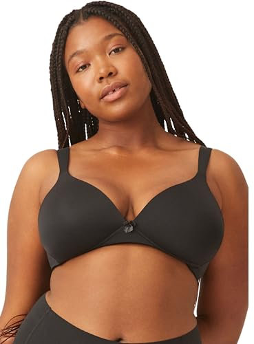 Naturana® Women's Wireless Bra [Cup A-D] | 100% Padded Straps | Wire-Free Bra with Seamless Cups | Women's Bra with Underbust Band 40 Black C