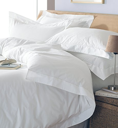 Paoletti 5-Star Hotel Quality Oxford Single Duvet Set - 200 Thread Count Percale White Cotton - Machine Washable