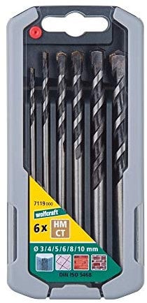 wolfcraft TC Rock Drill Bit Set Professional 6 Pcs. I 7119000 I For drilling into concrete, artificial stone and natural stone