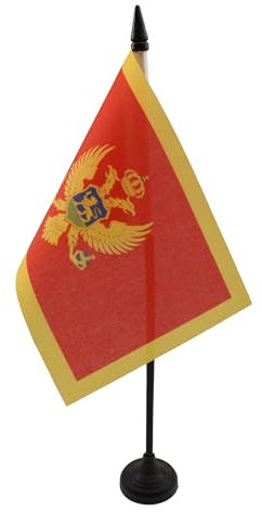 AZ FLAG - Tischflagge Montenegro - 15x10 cm - Montenegrinische Tischfahne 10 x 15 Cm - Flaggen