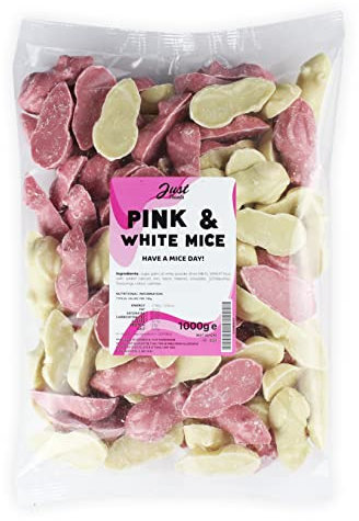 Just Treats Pink and White Mice (1 Kilo Party Bag)