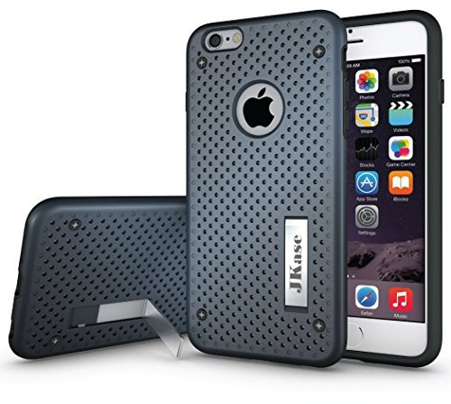 JKase for Apple iPhone 6S Plus/iPhone 6 Plus 5.5 inch Case [MESH] Shockproof Ultra Thin TPU Rubber PC Shell Anti Scratch Tough Dual Layers Armor Rugged Protective Cover with Build-In Stand (Blue)