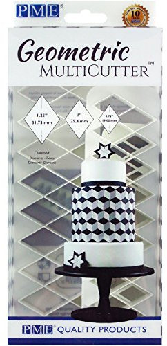 PME Lot de 3 emporte-pièces géométriques pour gâteau – Diamant – Blanc, Petit, Moyen et Grand