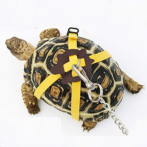 Ebamaz Leather Harness Strap for Tortoise Turtle Leash Pet Walking Lead Control Rope Chest Collar (M)
