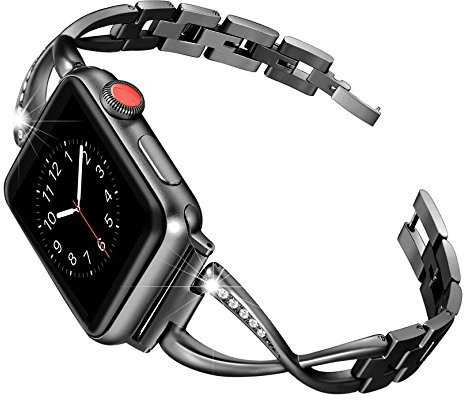Secbolt per Apple Watch 38 mm, in acciaio INOX, cinturino per Bling x-link per iWatch serie 3, Serie 2, serie 1, Nike +, sport, Edition, 4 colori disponibili, Black 38mm, 38mm