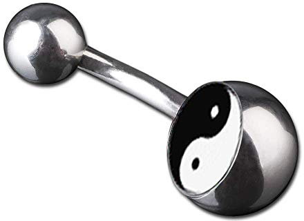 viva-adorno 1 Stück Bauchnabel Piercing Banane 316L Chirurgenstahl 20 Verschiedene Motive Z380, S5 Ying Yang