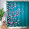 LIVILAN Duschvorhänge mit Blumenmuster, Kirschblüten-Motiv, mit 12 Haken, schimmelresistenter Stoff, Badevorhang, Badezimmerdekoration, 180 x 180 cm, Türkis Cherry Blossom Shower Curtains-2