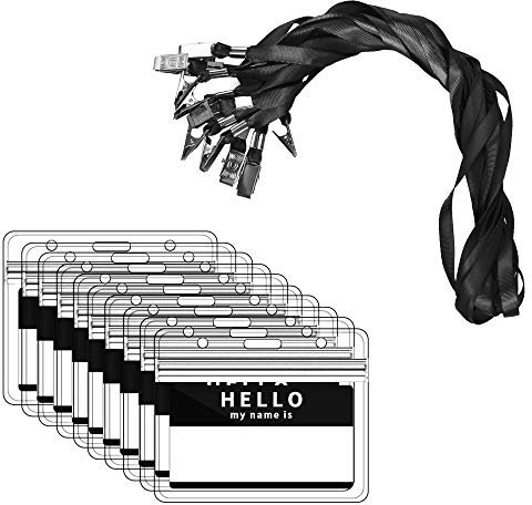 Ausweishülle mit Band, Zalava 40 Stück Kartenhalter Ausweishalter Lanyard wasserdicht Karten Schutzhülle für Business, Ausstellung, Büro und Schule (Schwarz)