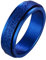 PAMTIER Damen Edelstahl Spinner Ring Sandstrahlen Fertig Hochzeit Band Blau Größe 62 (19.7)