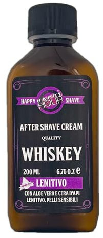 Happy Hour Whiskey After Shave Creme mit Aloe Vera & Menthol ohne Alkohol - 200 ml - Made in Italien