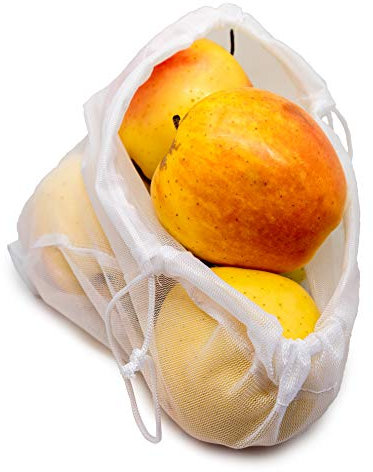 Nerthus Fih 673 Set de Calandre en Plastique Recyclé, Sacs Alimentaires Réutilisables pour Produits Frais, Fruits et Légumes, 3 Tailles, 100%, 3 Tailles