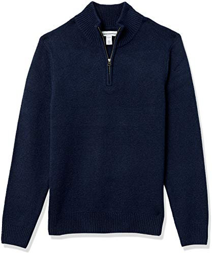 Amazon Essentials Men's Long-Sleeve Soft Touch Quarter-Zip Jumper, Navy, XXL